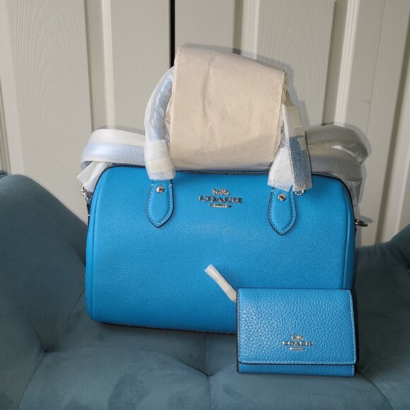 Coach rowan satchel CH282 SV/Electric Blue with wallet NWT - Picture 2 of 11